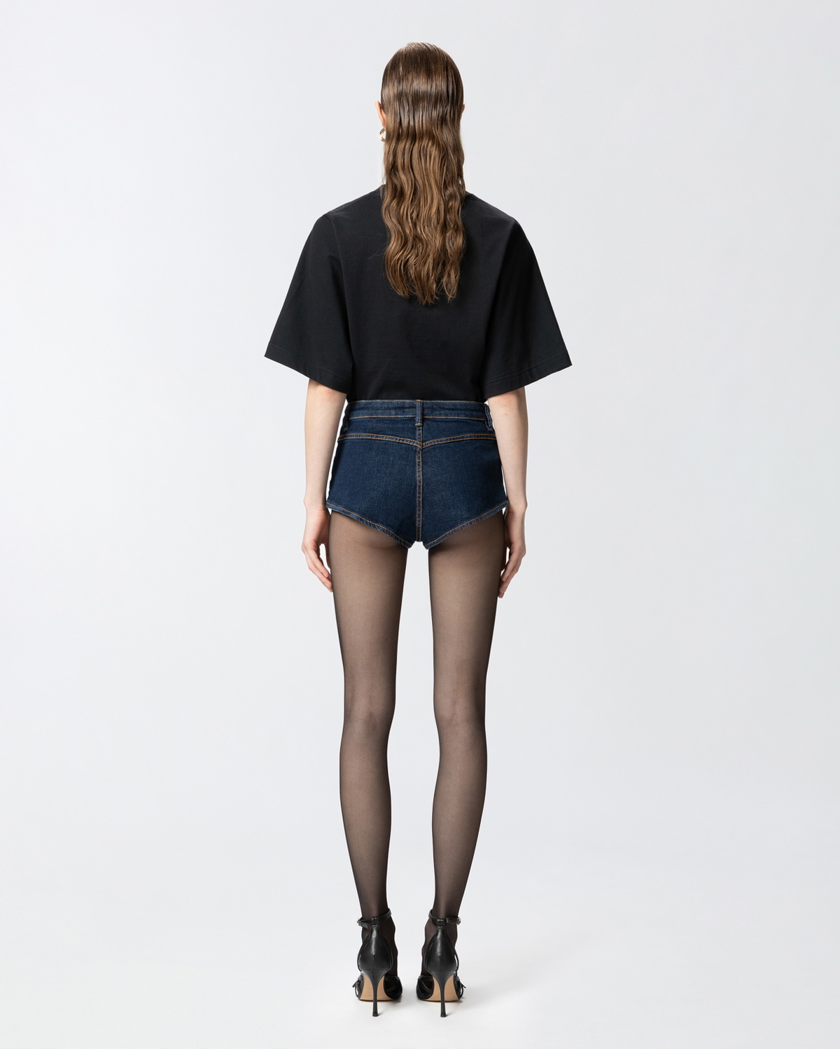 Pinko Slim Fit Dark Denim Shorts Rinse Wash