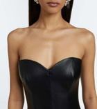 Alex Perry Draped leather corset dress