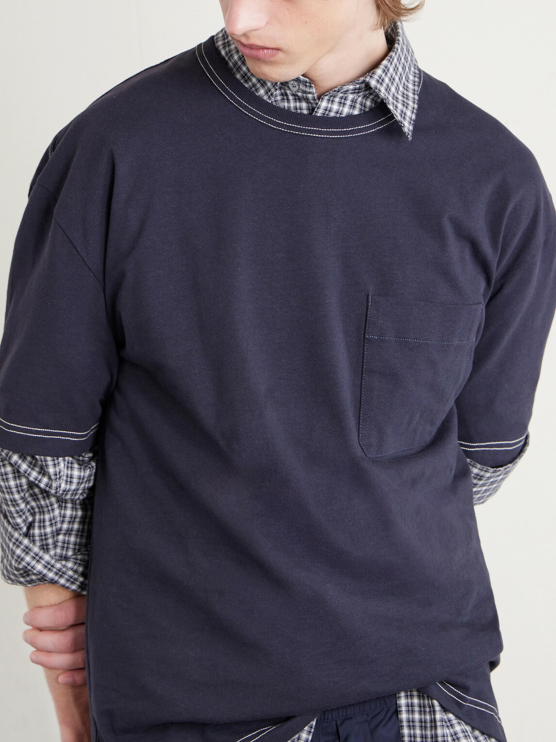 LEMAIRE - Cotton and Linen-Blend Jersey T-Shirt - Blue