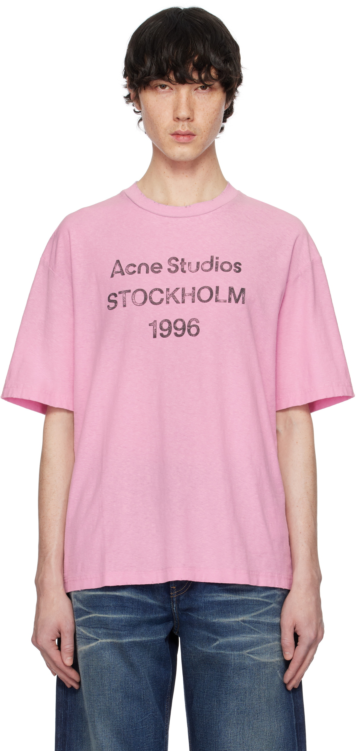 Acne Studios Pink Relaxed Fit Logo T-shirt Acne Studios