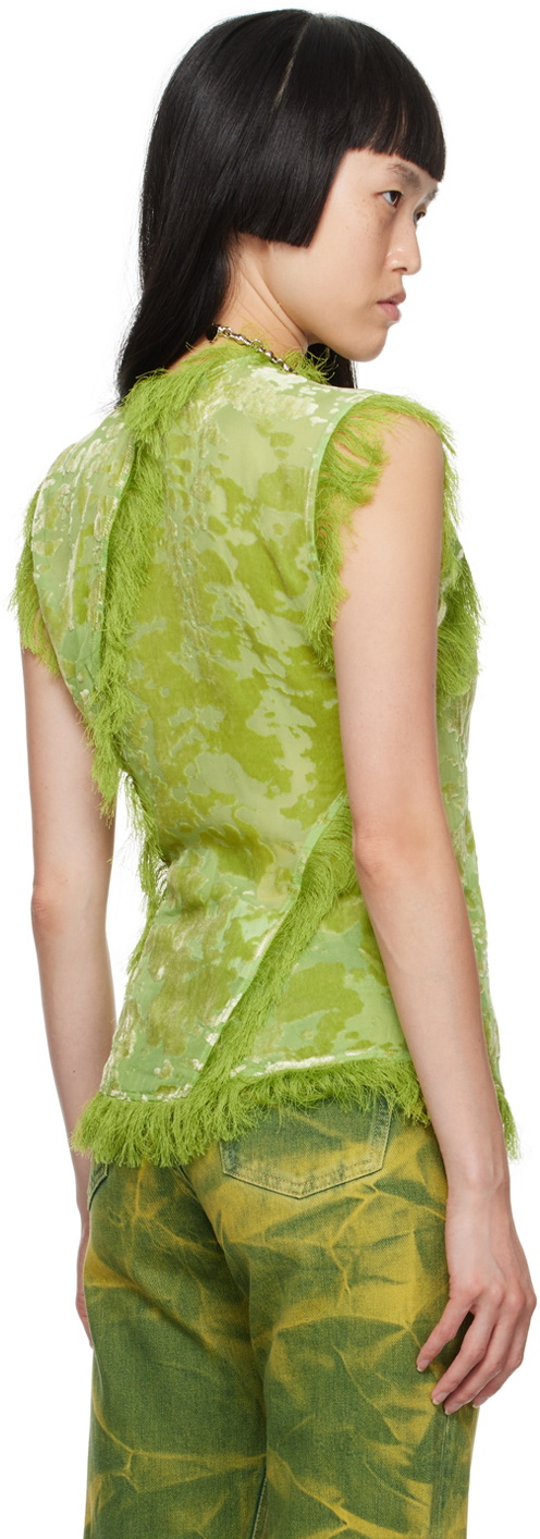 Acne Studios Green Fringed Tank Top Acne Studios