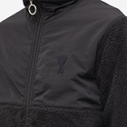 AMI Men's Heart Sherpa Zip Fleece Jacket in Black