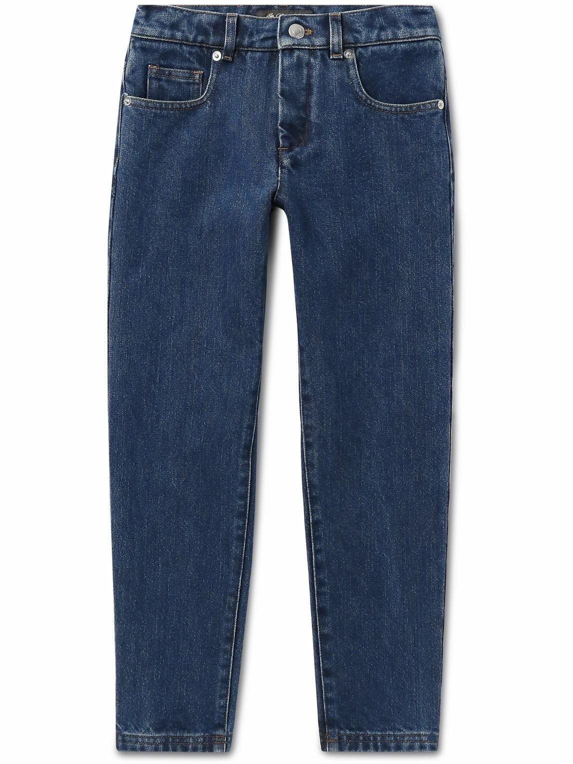 Loro Piana Kids - Joey Slim-Fit Cotton and Cashmere-Blend Jeans - Blue ...