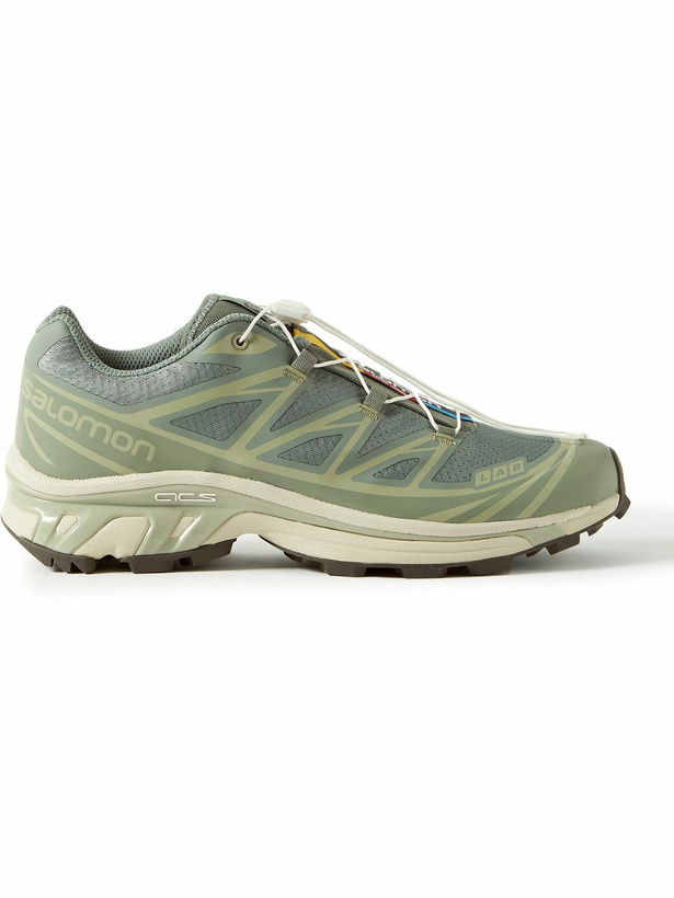 Photo: Salomon - XT-6 Advanced Rubber-Trimmed Mesh Sneakers - Green