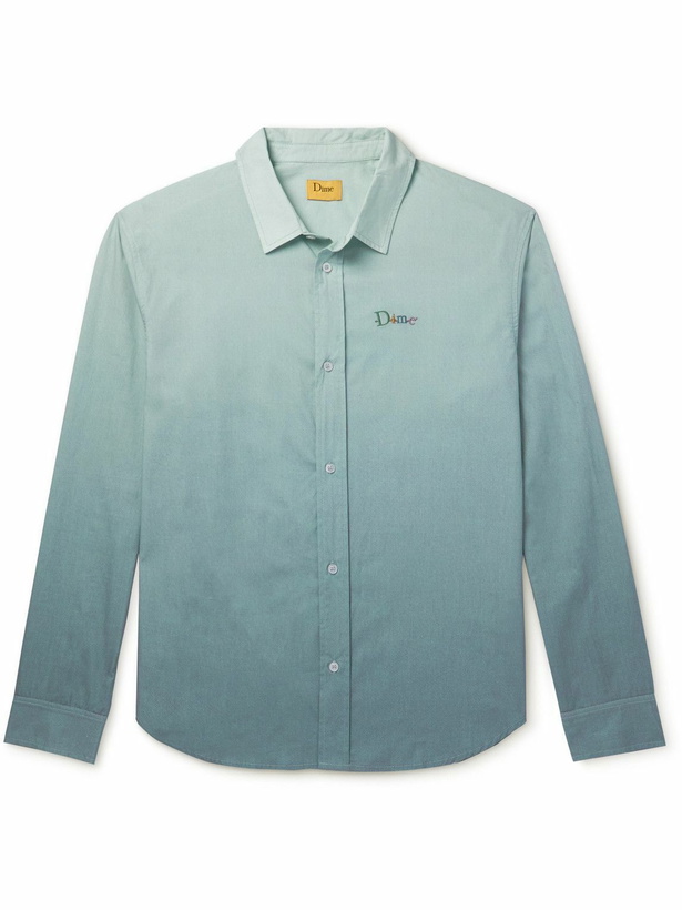 Photo: DIME - Friends Logo-Embroidered Ombré Cotton Oxford Shirt - Green