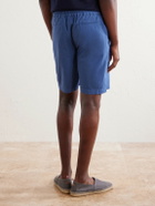 FEDELI - Alfa Straight-Leg Cotton-Blend Drawstring Shorts - Blue