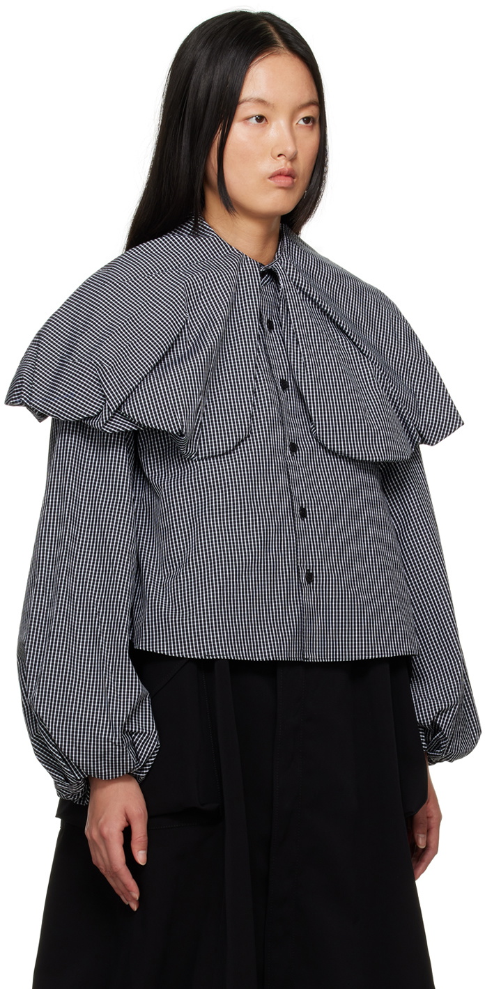 Noir Kei Ninomiya Black & White Check Blouse Noir Kei Ninomiya