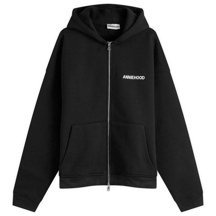 Photo: ANNIE HOOD Men's Logo Zip Hoodie in Black