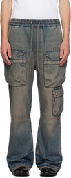 AMIRI Blue Drawstring Baggy Denim Cargo Pants