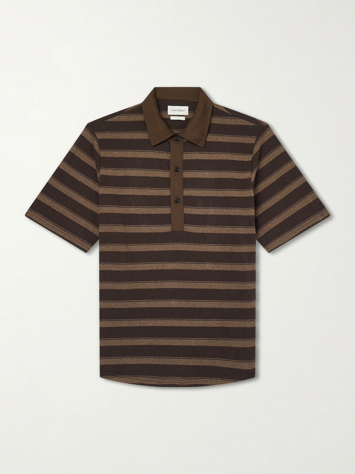 Oliver Spencer - Stanfield Striped Organic Cotton Polo Shirt - Brown