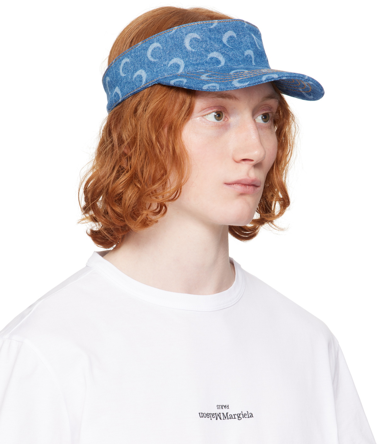 Marine Serre Blue Moon Laser Denim Visor Cap
