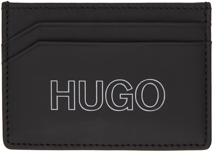 Photo: Hugo Black Leather Outline Logo Card Holder