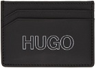 Hugo Black Leather Outline Logo Card Holder