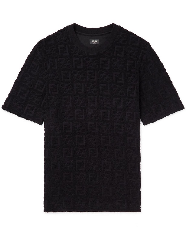 Photo: Fendi - Logo-Debossed Cotton-Blend Terry T-Shirt - Black
