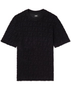 Fendi - Logo-Debossed Cotton-Blend Terry T-Shirt - Black
