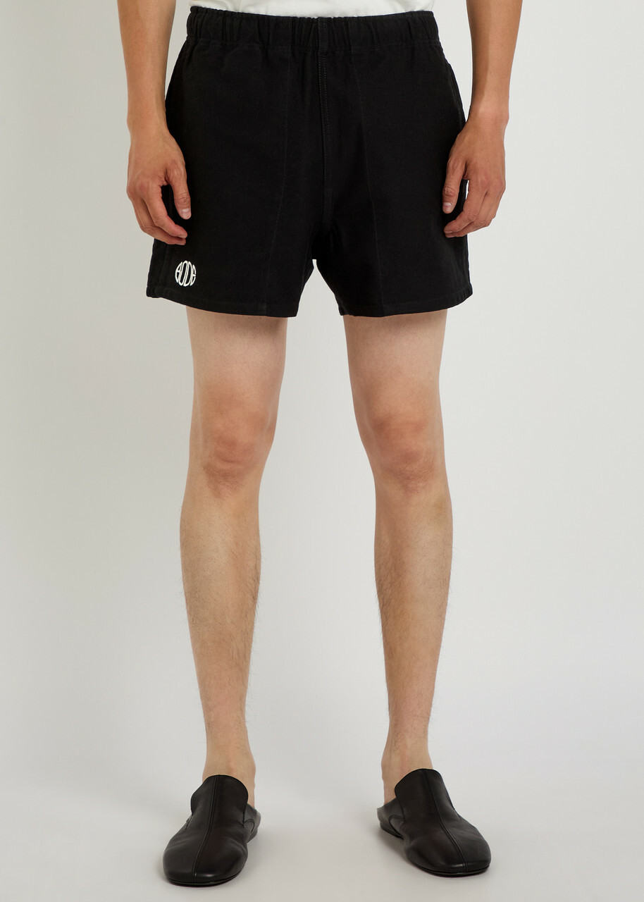 Bode Field Logo-embroidered Cotton-twill Shorts Black