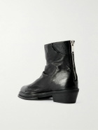 424 - Marathon Ruched Leather Cowboy Boots - Black