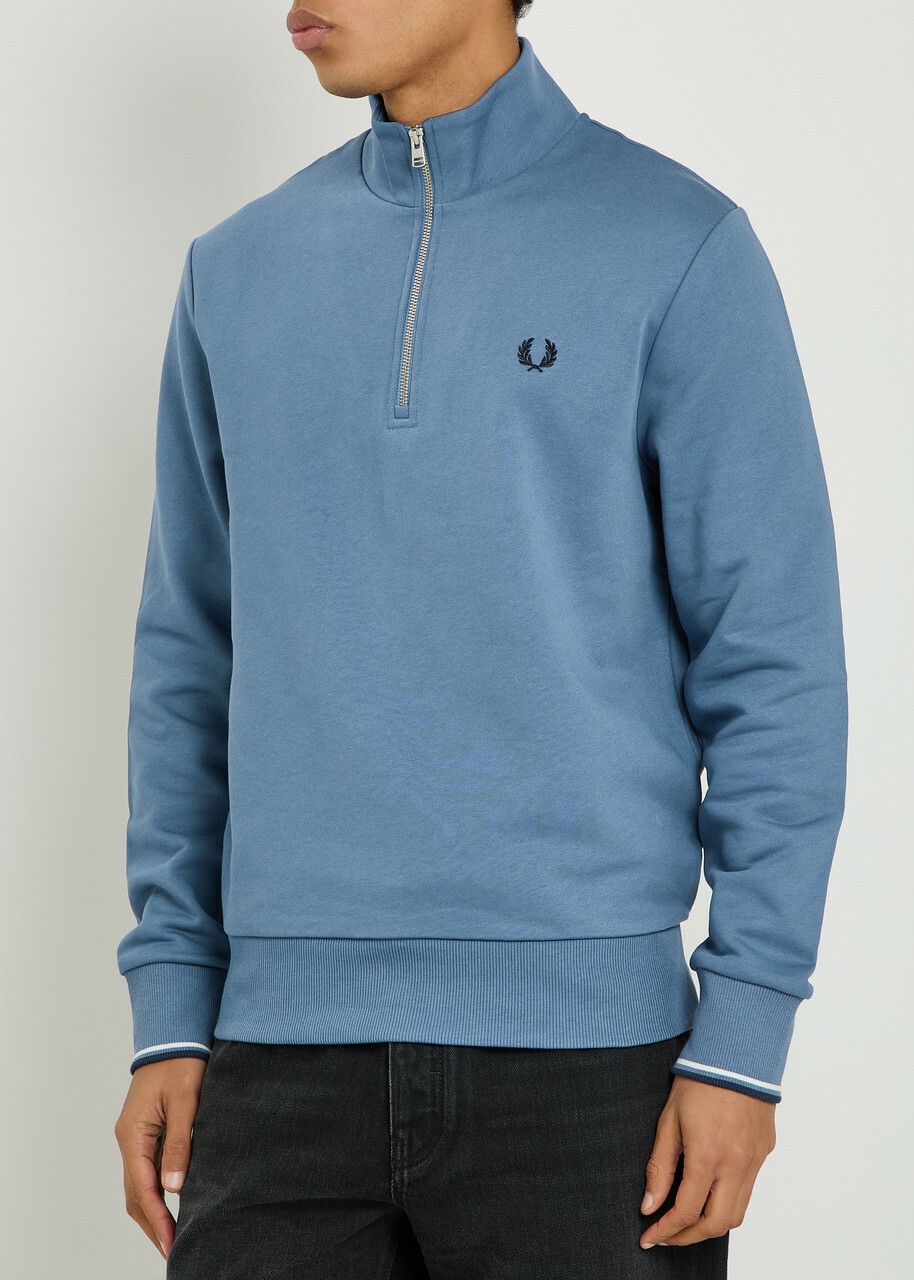 Fred Perry Half-zip Cotton Sweatshirt Blue