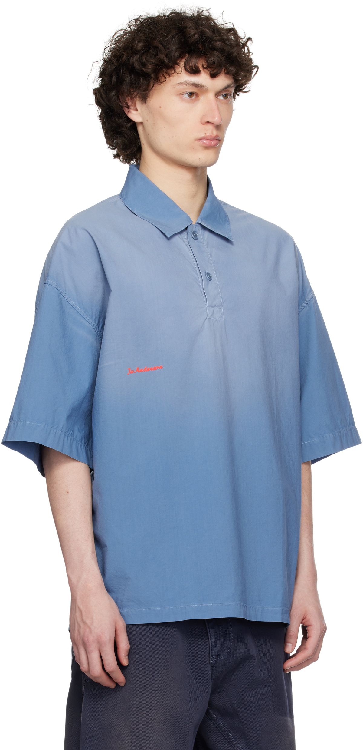 JW Anderson Blue Oversized Logo Polo JW Anderson