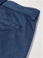Giorgio Armani - Tapered Pleated Cotton-Blend Sateen Trousers - Blue