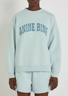 Anine Bing Miles Logo-appliquéd Cotton Sweatshirt Light Blue