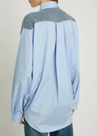 Stella Mccartney Cardigan-effect Wool and Cotton-poplin Shirt Blue