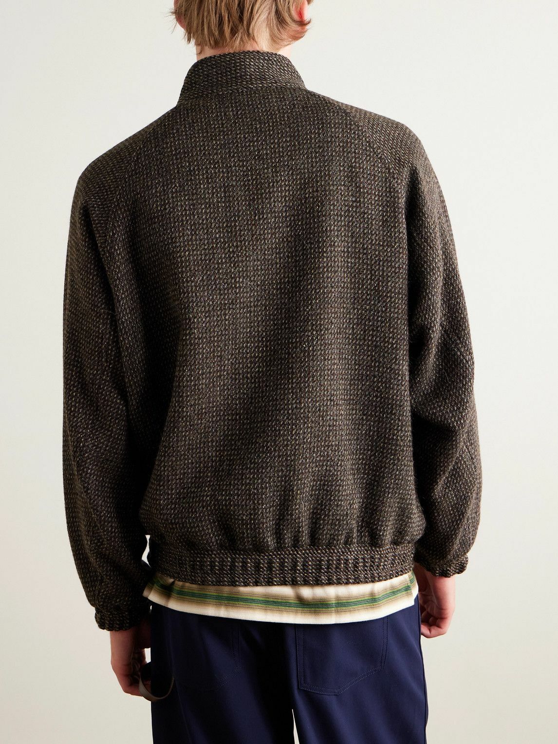 Auralee - Wool, Alpaca and Silk-Blend Tweed Bomber Jacket - Brown