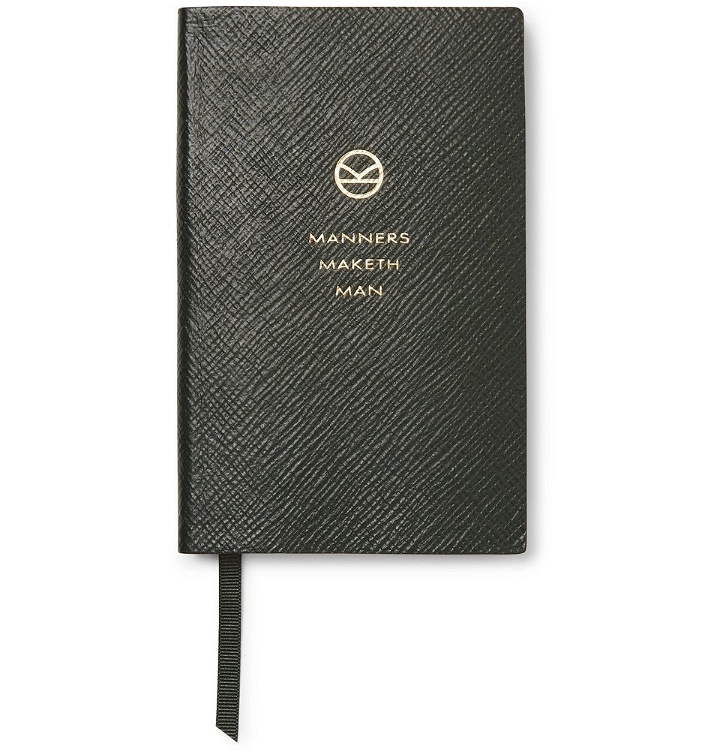 Photo: Kingsman - Smythson Panama Cross-Grain Leather Notebook - Dark green