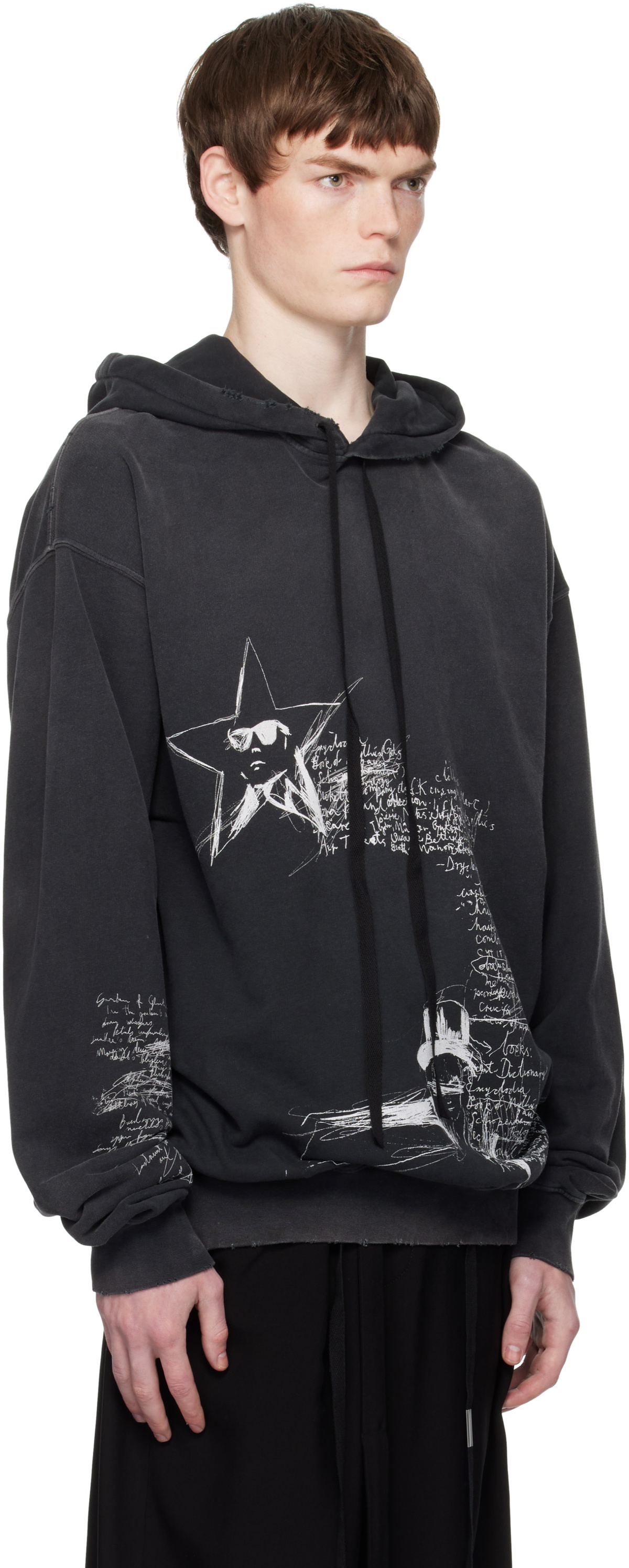 Ann Demeulemeester Black Olly Sketchbook High-Comfort Hoodie