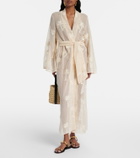 Johanna Ortiz Belted embroidered cotton mesh kaftan