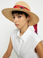 MAISON MICHEL - Kate Raffia Hat W/ Silk Scarf