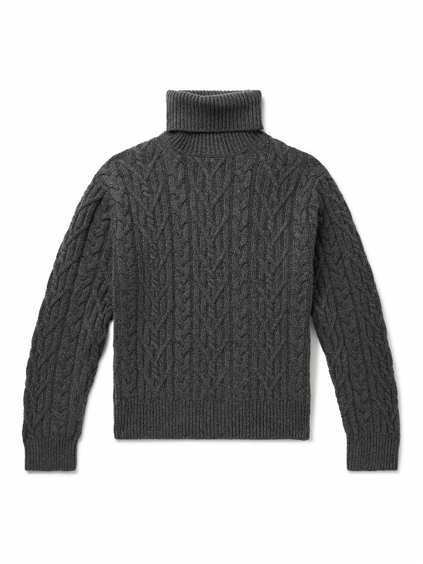 Photo: Nili Lotan - Gio Cable-Knit Cashmere Rollneck Sweater - Gray