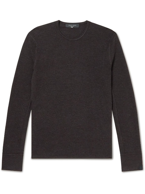 Photo: Rag & Bone - Collin Wool-Piqué Sweater - Brown