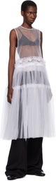 Noir Kei Ninomiya White Nylon Tulle Midi Dress