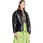 Marni Black Pointed Collar Leather Jacket