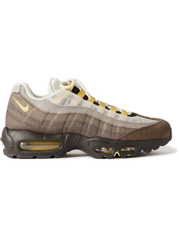 Photo: Nike - Air Max 95 Panelled Canvas, Leather, Suede and Mesh Sneakers - Gray