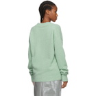 Tibi Green Alpaca Airy V-Neck Sweater