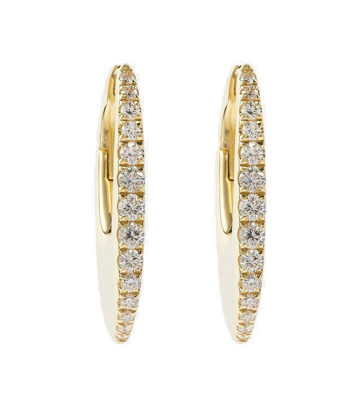 Photo: Melissa Kaye Lulu Medium 18kt gold hoop earrings with diamonds