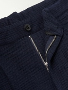 Monitaly - Easy Tapered Pleated Textured-Woven Trousers - Blue