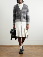 Thom Browne - Checked Mohair-Blend Cardigan - Gray