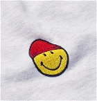 AMI - The Smiley Company Logo-Appliquéd Mélange Loopback Cotton-Jersey Zip-Up Hoodie - Gray