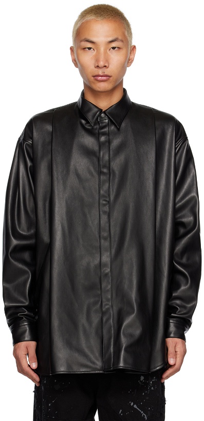 Photo: Julius Black Pleated Faux-Leather Jacket