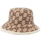Gucci - Fleece-Lined Monogrammed Wool-Blend Bucket Hat - Brown