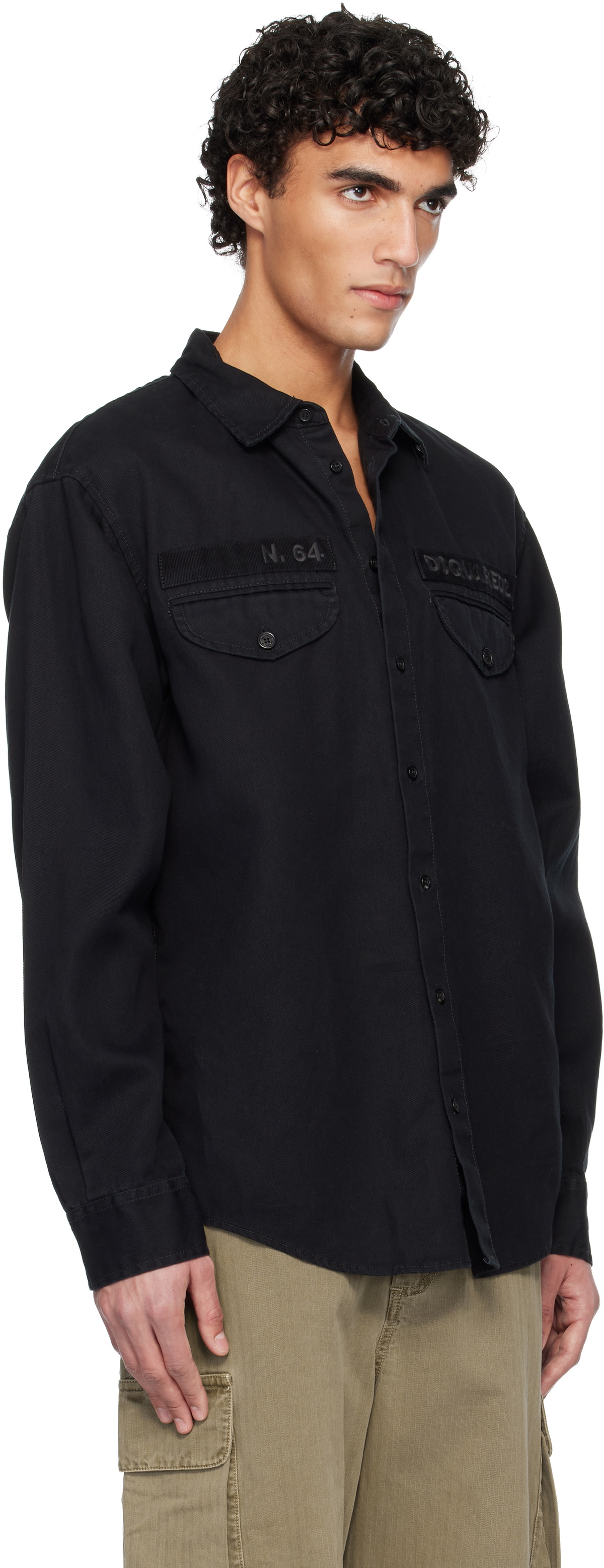 Dsquared2 Black Denim Military Shirt