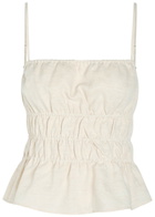 Staud Ayla Smocked Linen Tank top Beige