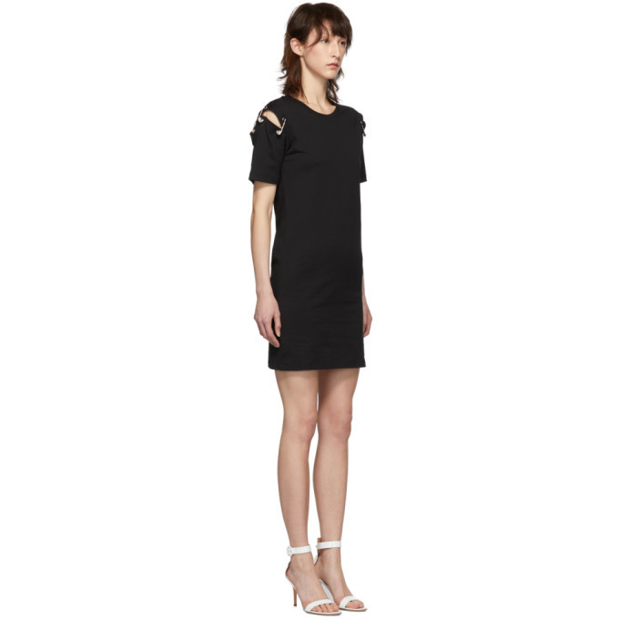 safety pin black dress One Shoulder Safety Pin Mini Dress – Bodycon Cutout Mini