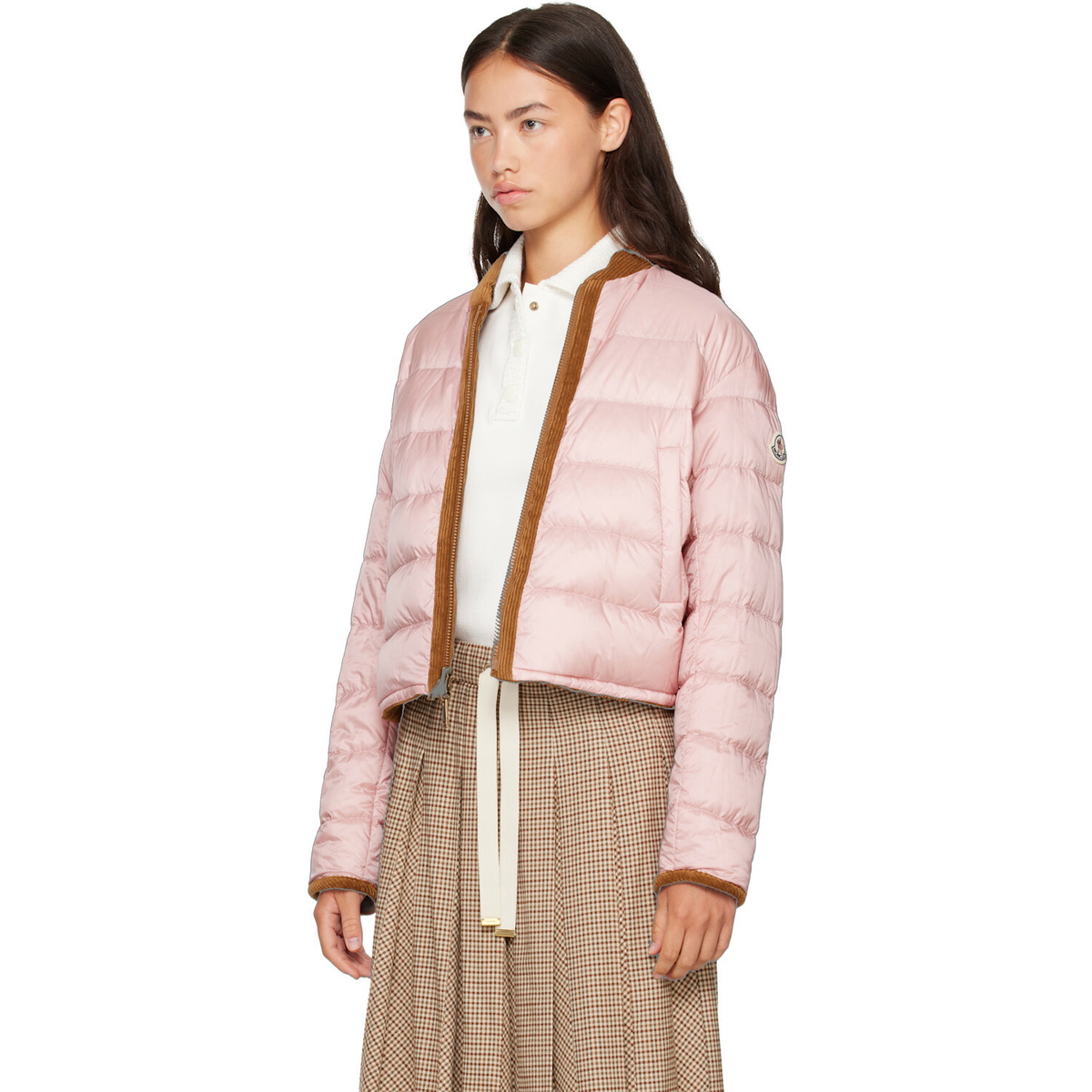 Moncler Tan & Pink Blageon Corduroy Reversible Down Jacket