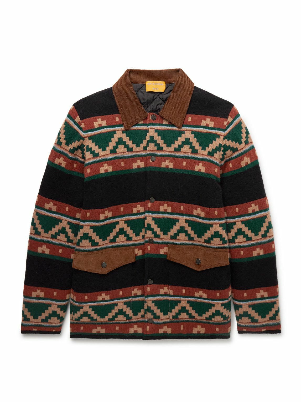 Guest In Residence - Western Industry Corduroy-Trimmed Intarsia-Knit Wool and Cashmere-Blend Jacket - Brown