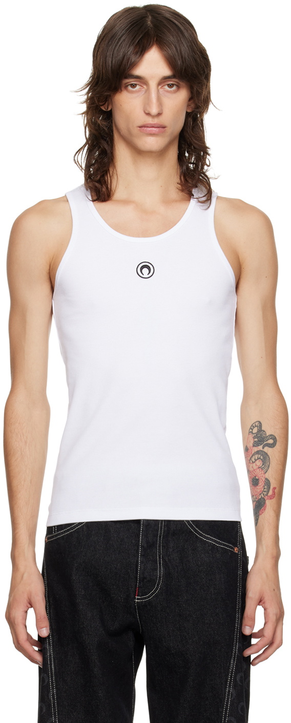 Marine Serre White Organic Cotton Tank Top