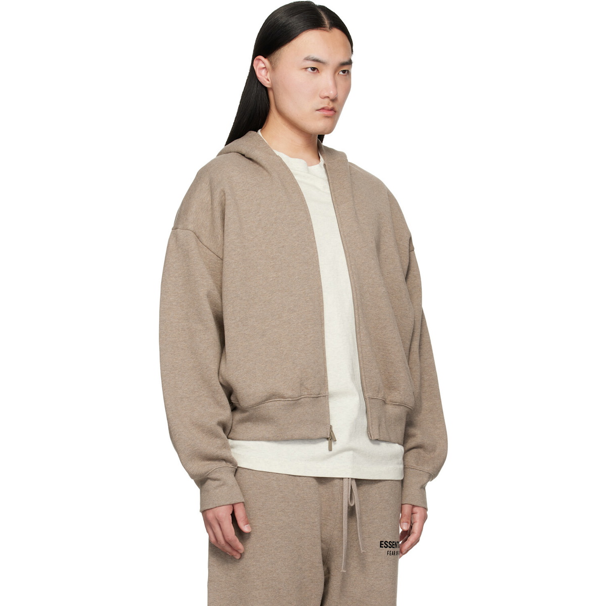 Fear of God ESSENTIALS Beige Classic Zip-Up Hoodie
